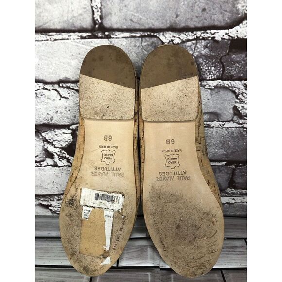 Paul Mayer Attitudes Gold Natural Cork Ballet Flats Shoes Women Sz 6.5M US/37EU - Picture 13 of 16